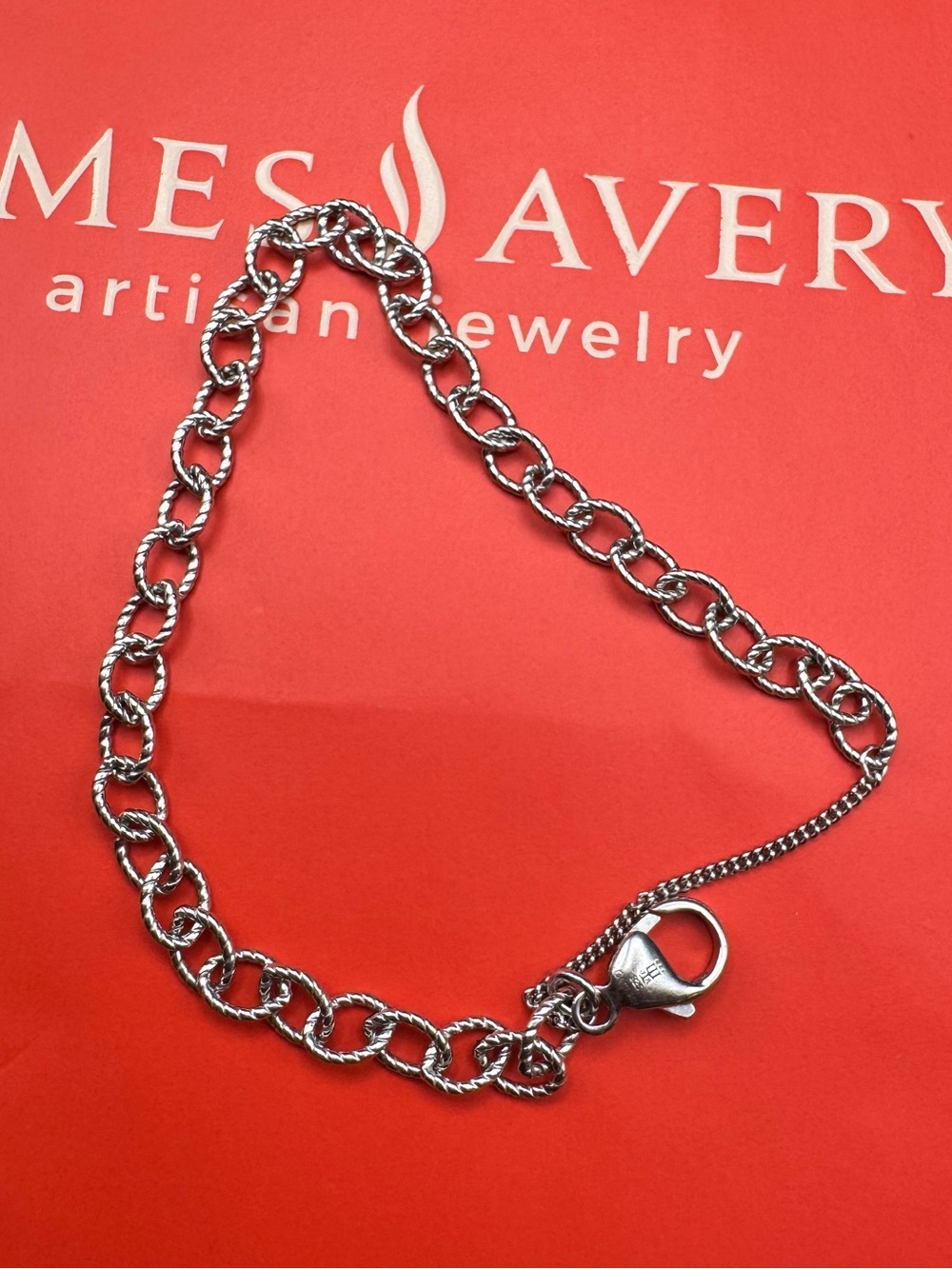 James Avery Silver Soon to be Retired Oval Twist Link Charm Bracelet